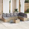 vidaXL Sofa Set mit Kissen 9 pcs Beige Poly Rattan