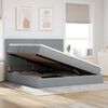 vidaXL Bett mit Stauraum und LED Hellgrau 200 x 200 cm Polyester