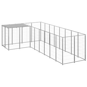 vidaXL Hundezwinger Silbern 6,05 m&sup2; Stahl