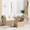 vidaXL 5-tlg. Garten-Sofagarnitur mit Kissen Beige Poly Rattan