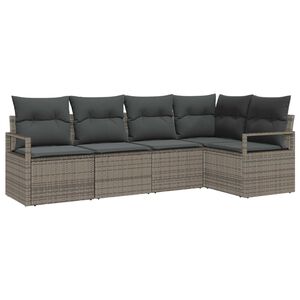 vidaXL Sofa Set 5 pcs Grau Poly-Rattan