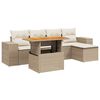 vidaXL 6-tlg. Garten-Sofagarnitur mit Kissen Beige Poly Rattan