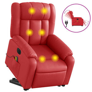 vidaXL Massagesessel mit Aufstehhilfe Elektrisch Rot Kunstleder