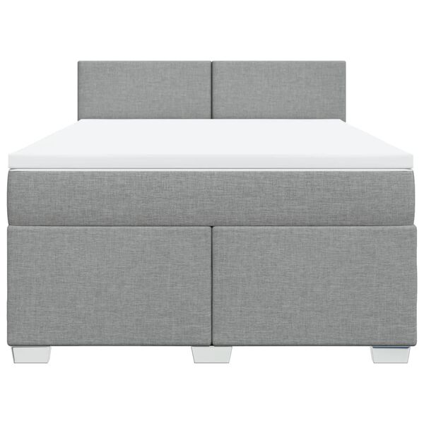 vidaXL Boxspringbett mit Matratze Hellgrau 140x200 cm Stoff