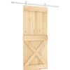 vidaXL Schiebet&uuml;r Nat&uuml;rlich und Wei&szlig; 90 x 210 cm Massivkiefer