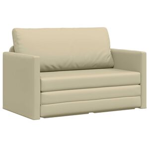 vidaXL Schlafsofa 110cm Creme Kunstleder