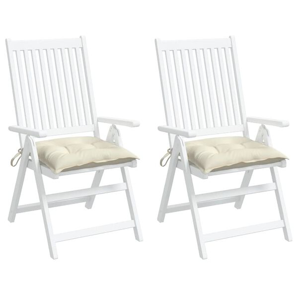 vidaXL Stuhlkissen 2 Stk. Cremewei&szlig; 40x40x7 cm Oxford-Gewebe