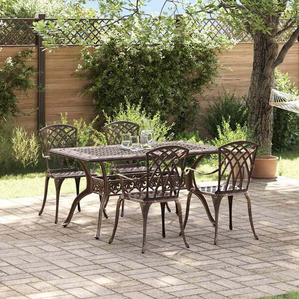 vidaXL Garten Essgruppe 5 pcs Bronze Aluminium