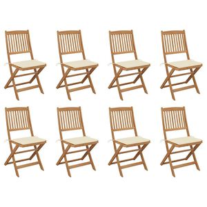 vidaXL Klappbare Gartenst&uuml;hle mit Kissen 8 Stk. Massivholz Akazie