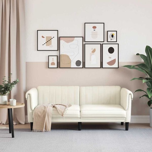 vidaXL Sofa 2-Sitzer Creme Samt