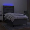 vidaXL Boxspringbett mit Matratze & LED Dunkelgrau 80x200 cm Stoff
