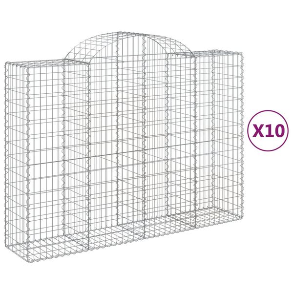 vidaXL Gabionen mit Hochbogen 10Stk. 200x50x140/160cm Verzinktes Eisen