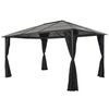 vidaXL Gartenpavillon mit Vorhang Aluminium 4&times;3&times;2,6 m Schwarz