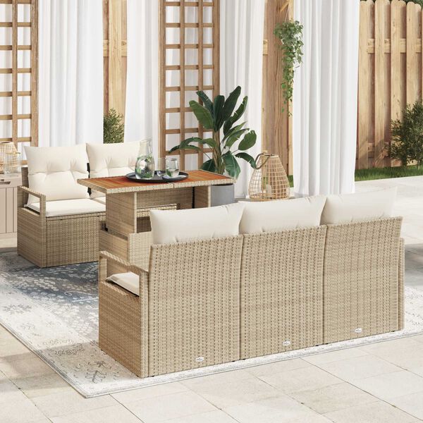 vidaXL Garten-Sofa-Set mit Kissen 6 pcs Beige und Creme