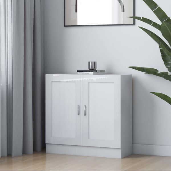 vidaXL B&uuml;cherschrank Hochglanz-Wei&szlig; 82,5x30,5x80 cm Holzwerkstoff