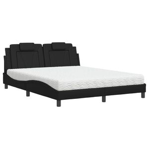 vidaXL Bett "Viana" mit Matratze Schwarz 160x200 cm Kunstleder
