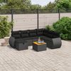 vidaXL 8-tlg. Garten-Sofagarnitur mit Kissen Schwarz Poly Rattan