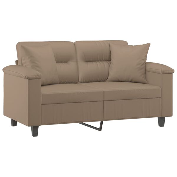 vidaXL 2-Sitzer-Sofa mit Zierkissen Cappuccino-Braun 120 cm Kunstleder