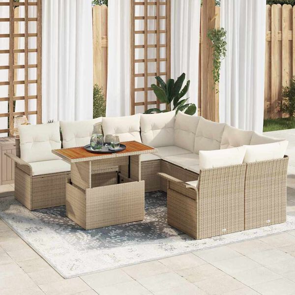 vidaXL Garten-Sofa-Set mit Kissen Beige und Creme