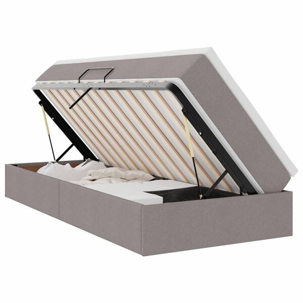 vidaXL Aufbewahrungsbett mit Matratze Taupe 90 x 200 cm Polyester