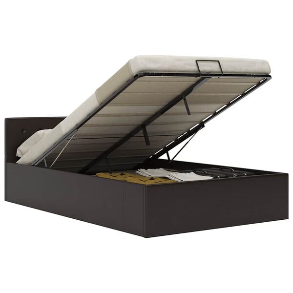 vidaXL Stauraumbett Hydraulisch Grau Kunstleder 120&times;200 cm