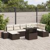 vidaXL Garten-Sofa-Set mit Kissen mit Speicher 8 pcs Braun Poly Rattan