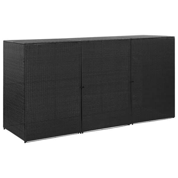 vidaXL Mülltonnenbox für 3 Tonnen Schwarz 229x78x120 cm Poly Rattan
