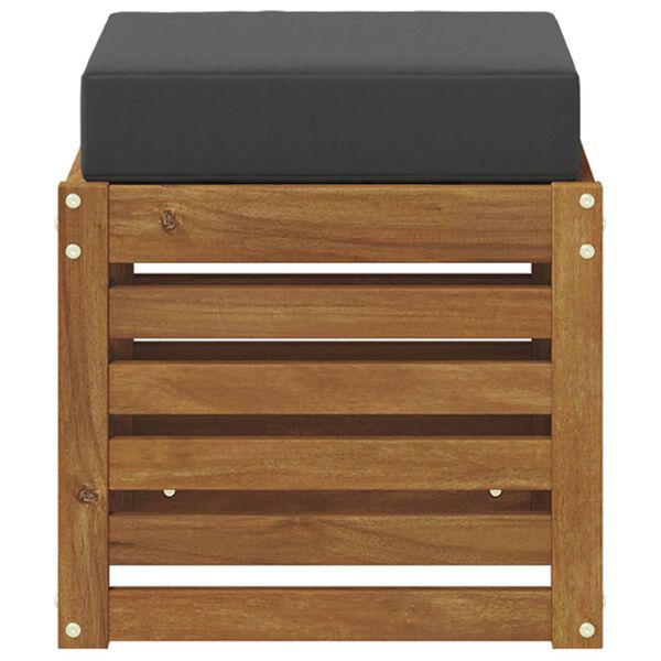 vidaXL Hockerbank 2 St&uuml;ck Natur und Anthrazit Massivholz Akazie