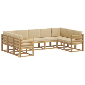 vidaXL Outdoor-Sofagarnitur 9 stk. Wei&szlig; und Beige