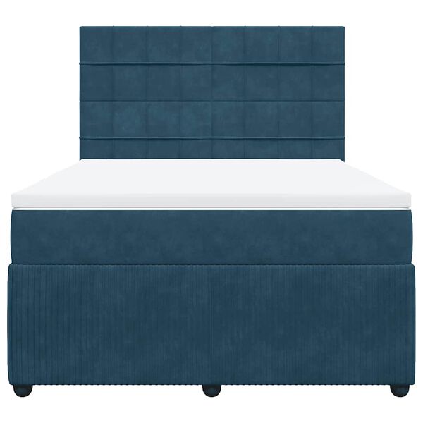 vidaXL Boxspringbett mit Matratze Dunkelblau 140x200 cm Samt