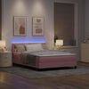 vidaXL LED Boxspringbett mit Matratze mit LED Rosa 160 x 200 cm Samt