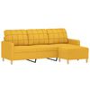 vidaXL 3-Sitzer-Sofa mit Hocker Hellgelb 180 cm Stoff