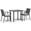 vidaXL 3-tlg. Garten-Essgruppe mit Kissen Poly Rattan und Stahl