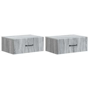 vidaXL Wandmontierter Nachttisch 2 pcs Graues Sonoma 49 x 34,5 x 20 cm