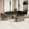 vidaXL 13-tlg. Garten-Sofagarnitur mit Kissen Grau Poly Rattan