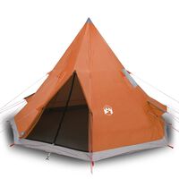 vidaXL Campingzelt 4 Personen Grau & Orange 367x367x259 cm 185T Taft