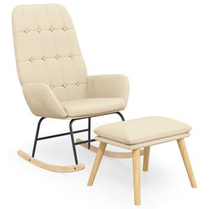 vidaXL Schaukelstuhl mit Fu&szlig;hocker Creme Stoff
