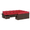 vidaXL 11-teiliges Gartensofa-Set mit Kissen, braun, Polyrattan