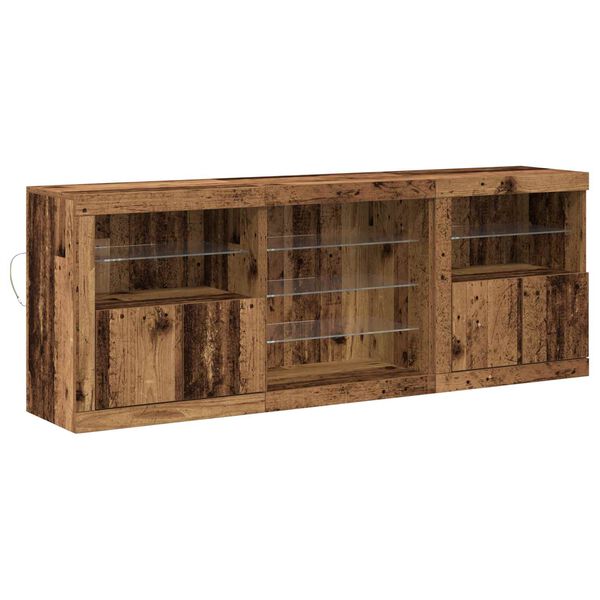 vidaXL LED-Sideboard Altholz 181,5 x 37 x 67 cm Holzwerkstoff