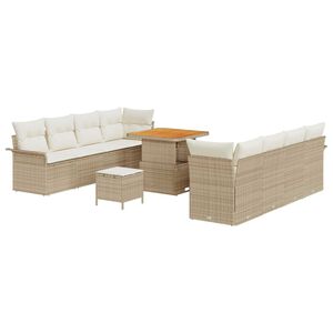 vidaXL Gartensofa-set mit Kissen 11 pcs Beige Poly-Rattan