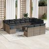 vidaXL 14-tlg. Garten-Sofagarnitur mit Kissen Grau Poly Rattan