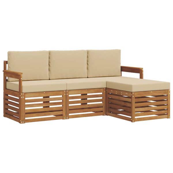 vidaXL Sofagarnituren 4 pcs Natur und Beige Massivholz Akazie