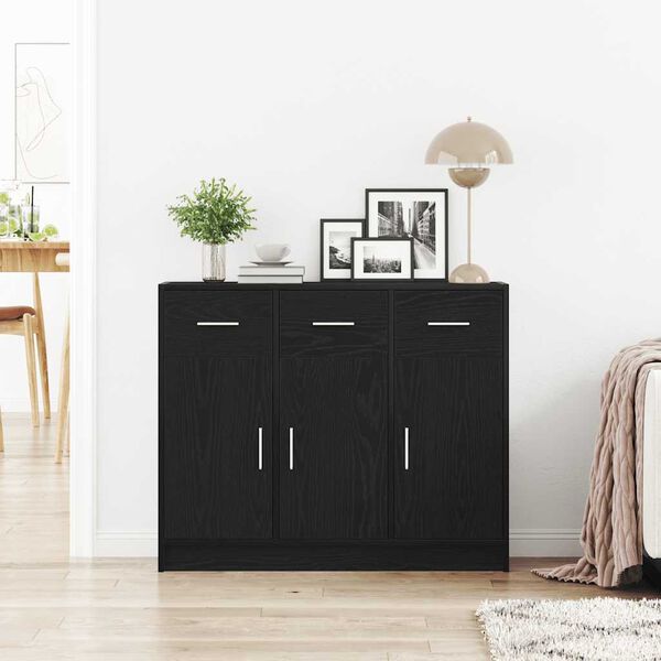 vidaXL Sideboard Schwarze Eiche 91x28x75 cm Holzwerkstoff