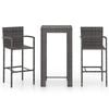 vidaXL 3-tlg. Garten-Bar-Set mit Armlehnen Poly Rattan Grau