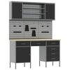 vidaXL Werkbank mit Schubladen 8 pcs Schwarz Ingenieure Holz und Stahl