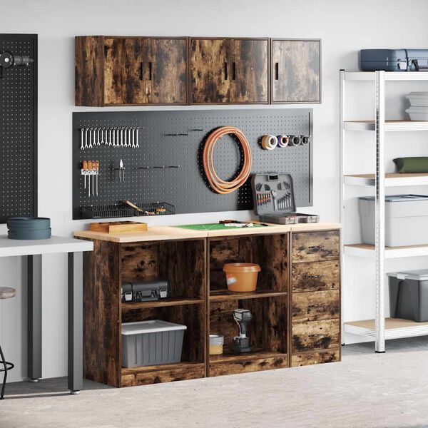 vidaXL Garagenschr&auml;nke 6 Stk. R&auml;uchereiche Holzwerkstoff