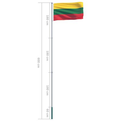 vidaXL Flagge Litauens und Mast Aluminium 6 m