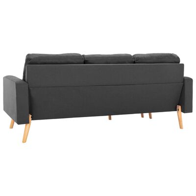 vidaXL 3-Sitzer-Sofa mit Hocker Dunkelgrau Stoff