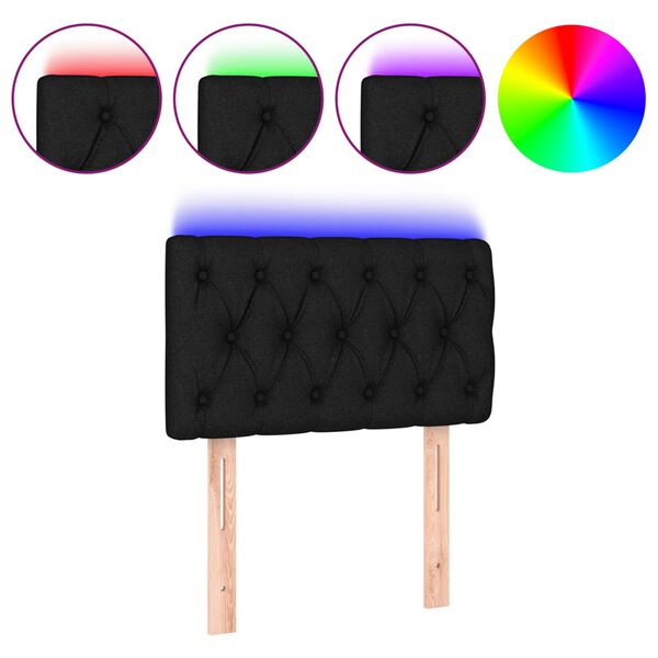 vidaXL LED Kopfteil Schwarz 80x7x78/88 cm Stoff
