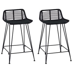 vidaXL Barhocker 2 pcs Schwarz 44 x 45 x 76 cm Rattan und Stahl